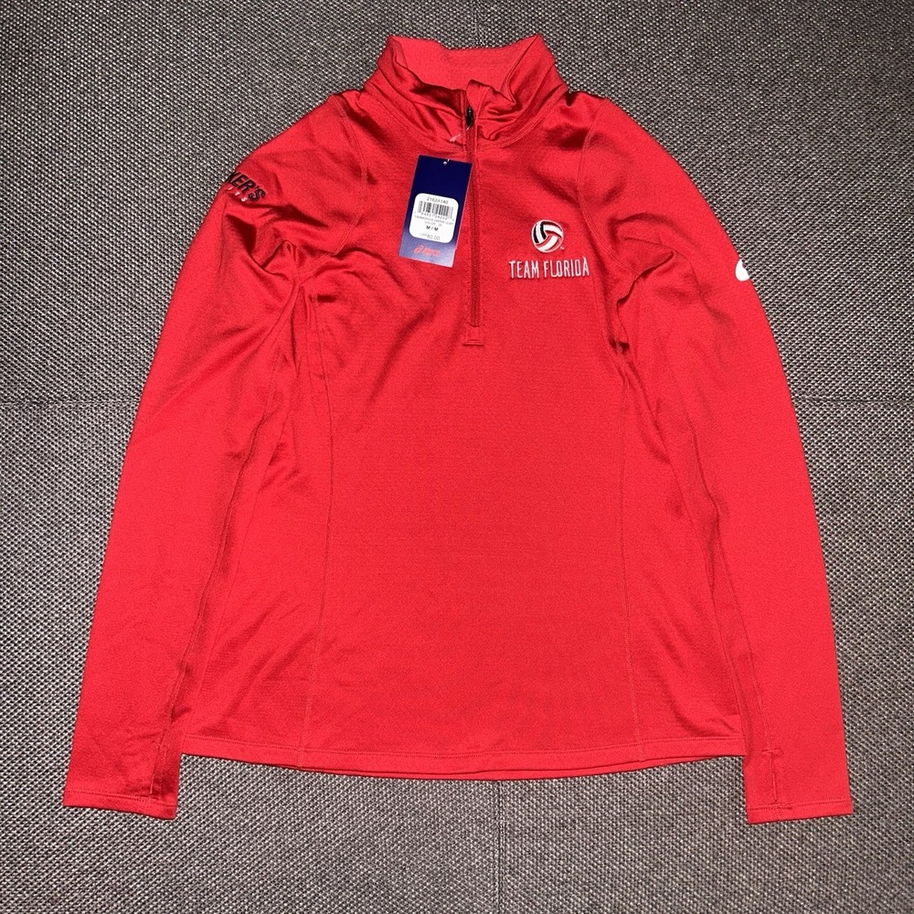 Asics 'Team Florida' Red Quarter Zip Jacket Womens Size Medium Brand new